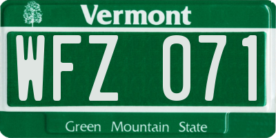 VT license plate WFZ071