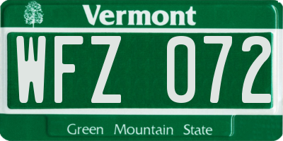 VT license plate WFZ072