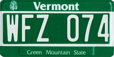 VT license plate WFZ074