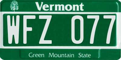 VT license plate WFZ077