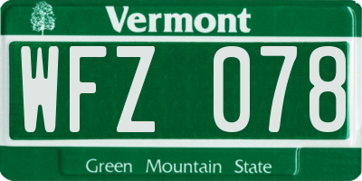 VT license plate WFZ078