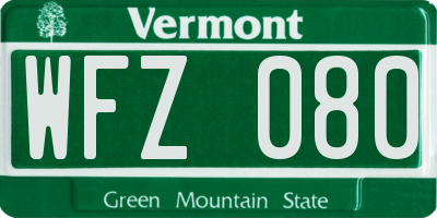 VT license plate WFZ080