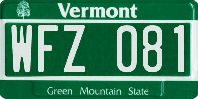 VT license plate WFZ081