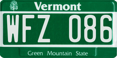 VT license plate WFZ086