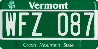 VT license plate WFZ087