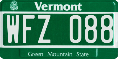 VT license plate WFZ088