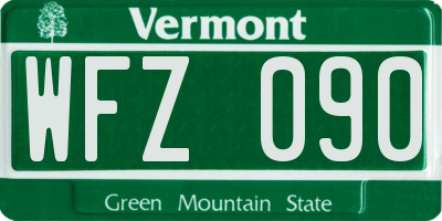 VT license plate WFZ090