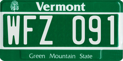 VT license plate WFZ091