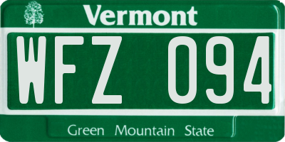 VT license plate WFZ094