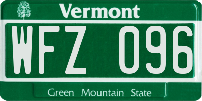 VT license plate WFZ096