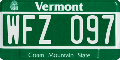 VT license plate WFZ097