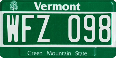 VT license plate WFZ098