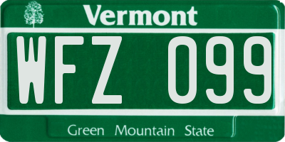 VT license plate WFZ099