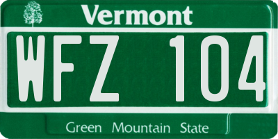 VT license plate WFZ104