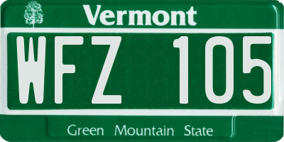 VT license plate WFZ105