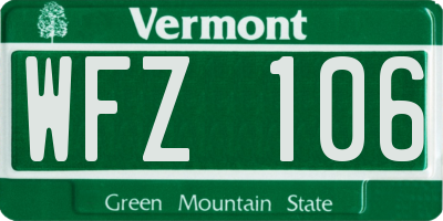 VT license plate WFZ106