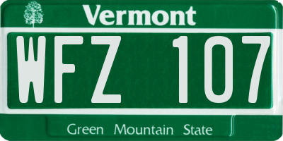 VT license plate WFZ107