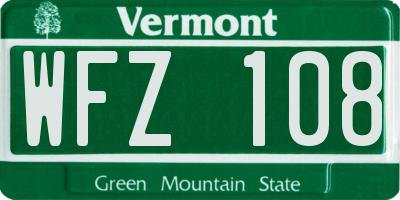 VT license plate WFZ108