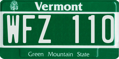 VT license plate WFZ110