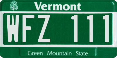 VT license plate WFZ111