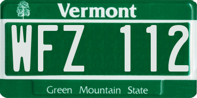 VT license plate WFZ112