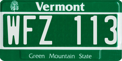 VT license plate WFZ113