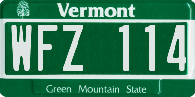 VT license plate WFZ114