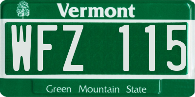 VT license plate WFZ115
