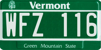 VT license plate WFZ116