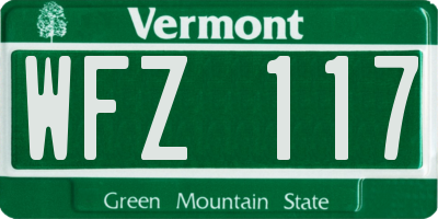 VT license plate WFZ117