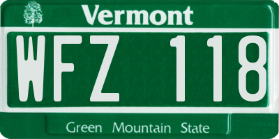 VT license plate WFZ118