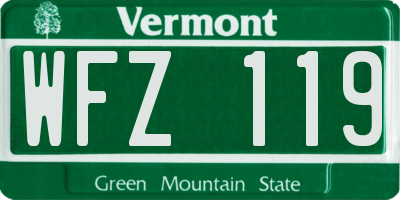VT license plate WFZ119