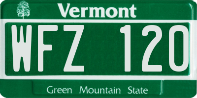 VT license plate WFZ120