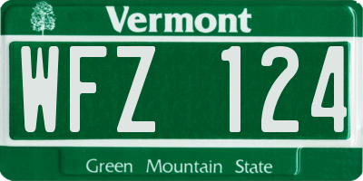 VT license plate WFZ124