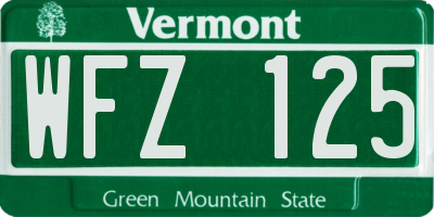 VT license plate WFZ125