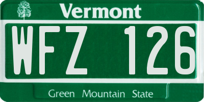 VT license plate WFZ126