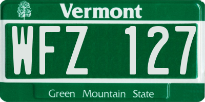 VT license plate WFZ127