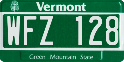 VT license plate WFZ128