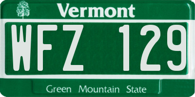 VT license plate WFZ129