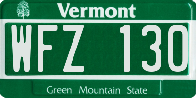VT license plate WFZ130