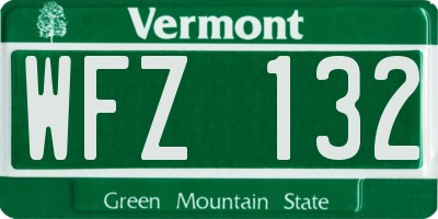 VT license plate WFZ132