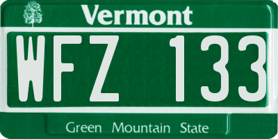 VT license plate WFZ133