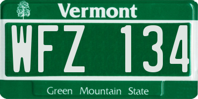 VT license plate WFZ134