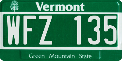 VT license plate WFZ135