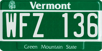 VT license plate WFZ136