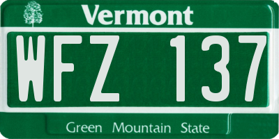 VT license plate WFZ137