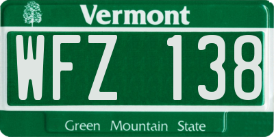 VT license plate WFZ138