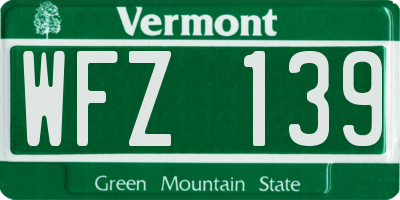 VT license plate WFZ139
