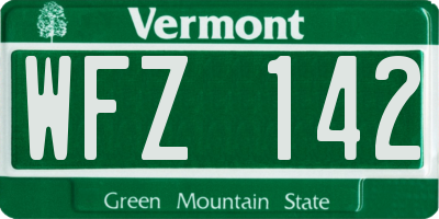VT license plate WFZ142