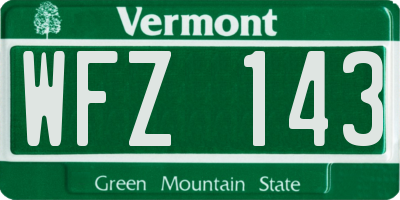 VT license plate WFZ143